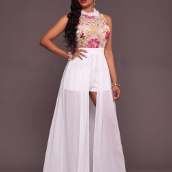 Pure White Embroidery Fantasy Dress for Lady