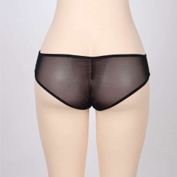 Plus Size Black Leather Zipper Panty
