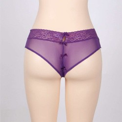 Plus Size Sexy Holiday Peek A Boo Back Mesh Crotchless Valentines Panty