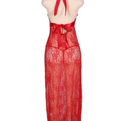 Pluse Size Red Backless Halter Dress