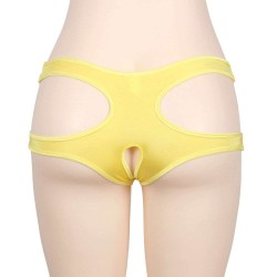Sexy Yellow Open Crotch Cut Out Panty