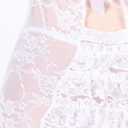 Plus Size White Lace Mini Chemise Dress