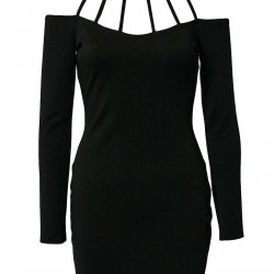 Plus Size Strappy Halterneck Slim Bodycon Dress