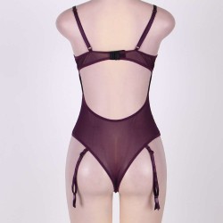 Purple Poetical Plus Size Teddy With Garter Purple Poetical Plus Size Teddy With Garter