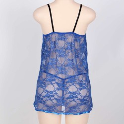 On Sale Blue Sheer Lace Plus Size Babydoll On Sale Blue Sheer Lace Plus Size Babydoll
