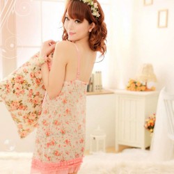 Sexy Floral Pink Lace Babydoll