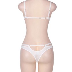 Queen Size White Eyelash Lace Bra Set