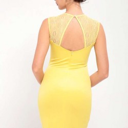 Elegant Yellow Deluxe Decals Fashion Dress