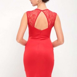 Red Deluxe Decals Fashion Dress Lace Bodycon