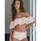 Pink Off Shoulder Bikini High Waist Swimwear