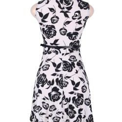 Print rose white fashion dress
