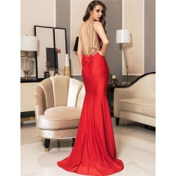 Plus Size Red Backless Formal Evening Dress With Golden Strap Plus Size Red Backless Formal Evening Dress With Golden Strap