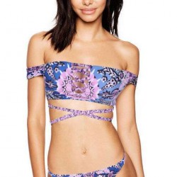 Two Pieces Print Lace-up Bikini Swimsuit