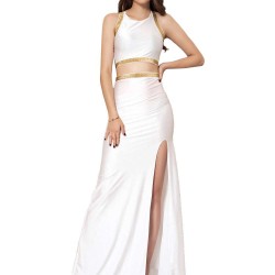 White Separate Golden Edge Dress