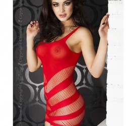 Red sexy striped cutout mini chemise dress