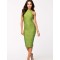 Womens Structured Striped Bodycon Light Green Dress