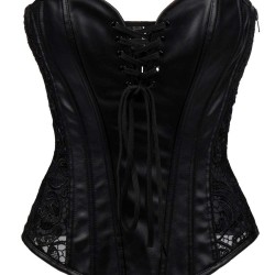 Elegant Black Brocade Bridal Corset