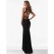 Black Simple Straps Backless Slit Party Gown