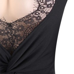 Sexy Long Sleeve Black Lace Trim Party Gown