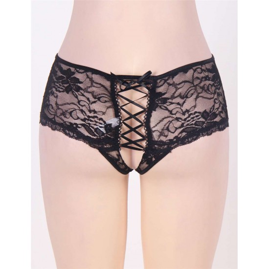 Open Crotch Floral Lace Panty