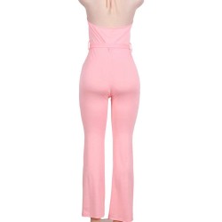 Pink Wide Leg Halter Jumpsuit