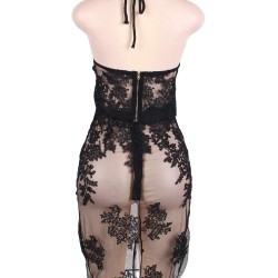 Elegant Black Deluxe Decals Fashion Dress