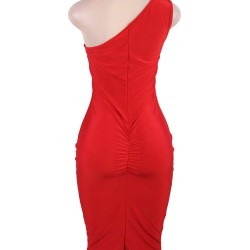 Delicate Red One-shoulder Bodycon Dress