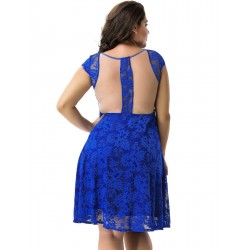 Plus Size Ocean Blue Round Neck Lace Bodycon Dress Plus Size Ocean Blue Round Neck Lace Bodycon Dress