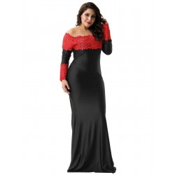 Plus Size Boat Neck Red Lace Evening Gown Plus Size Boat Neck Red Lace Evening Gown