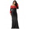 Plus Size Boat Neck Red Lace Evening Gown