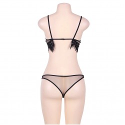 Black Plus Size Bra Set With Mesh Black Plus Size Bra Set With Mesh