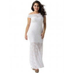 Plus Size White Lace Elegant Party Gown Plus Size White Lace Elegant Party Gown