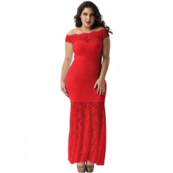Plus Size Red Lace Elegant Party Gown Plus Size Red Lace Elegant Party Gown