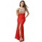 Amazing Gold Lace Red Slit Evening Gown