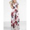 Plus Size Pocket Design Short Sleeve White Floral Maxi Dress