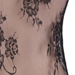 Plus Size Black Exquisite Lace Sleeve Teddy