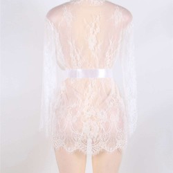 Plus Size White Delicate Lace Sleepwear Gown