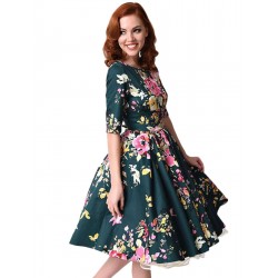 Half Sleeve Jasper Vintage Style Floral Swing Dress Half Sleeve Jasper Vintage Style Floral Swing Dress