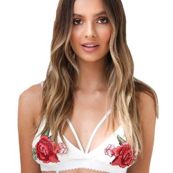 Plus Size Rose Embroidery White Bralette 