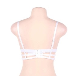 Rose Embroidery White Double Caged Bralette Rose Embroidery White Double Caged Bralette