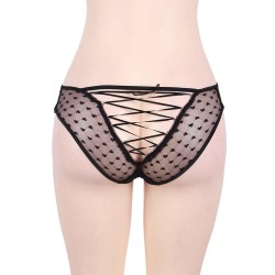 Plus Size Sexy Black Lace Strappy Panty