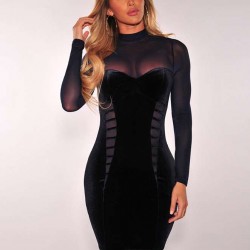 Elegant Lace Blue Bodycon Fashion Dress