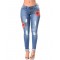 Top Design Embroidery  Ripped Women Jeans 