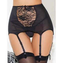 Plus Size Black Sexy Lace Garter Panty Plus Size Black Sexy Lace Garter Panty