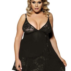 Plus Size Soft Lace Babydoll with G-string Plus Size Soft Lace Babydoll with G-string