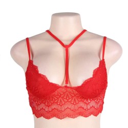 Plus Size Red Seductive Strappy Lace Bralette Top Plus Size Red Seductive Strappy Lace Bralette Top