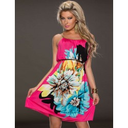 On Sale Multi Flowers Ladies Fashion Dress With belt On Sale Multi Flowers Ladies Fashion Dress With belt