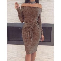 Long Sleeve Off-Shoulder Bodycon Dress