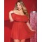 Plus Size Valentine's Day Style Red Off-Shoulder Lace Sexy Babydoll