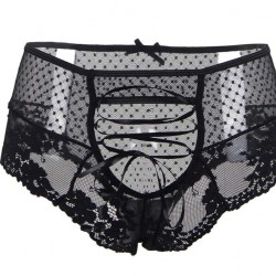 Plus Size Sexy Black High Waist Lace Strappy Panty